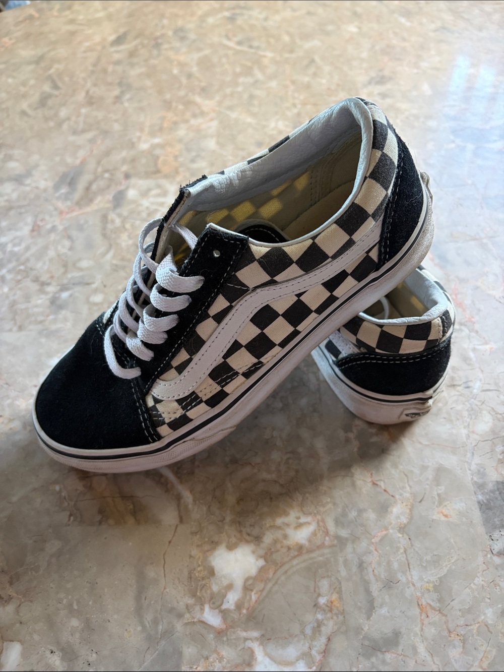 Vans Old Skool Checkerboard Sneakers - Black and White